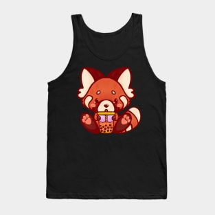 Red fox bubble tea kawaii cute adorable chibi hand painted Tank Top